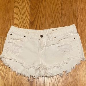 Pistola white denim shorts with frayed bottoms